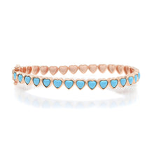 Turquoise or Coral Endless Hearts Bangle Bracelet