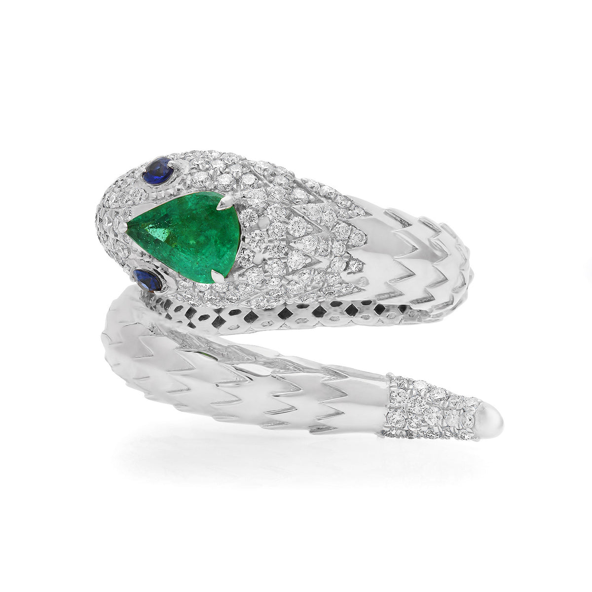 Slither Diamond & Emerald Snake Wrap Ring