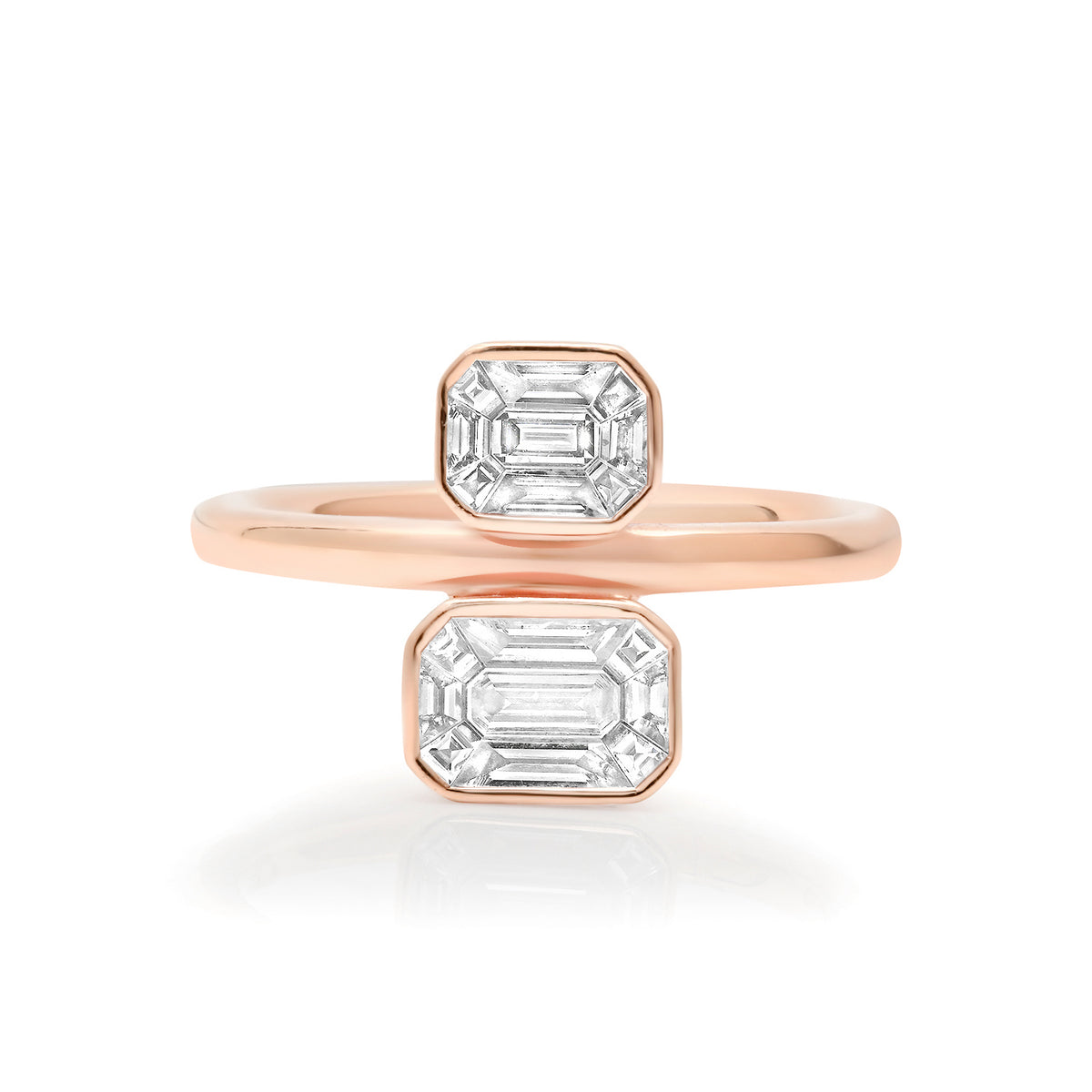 Vertical Two Stone Diamond Illusion Ring