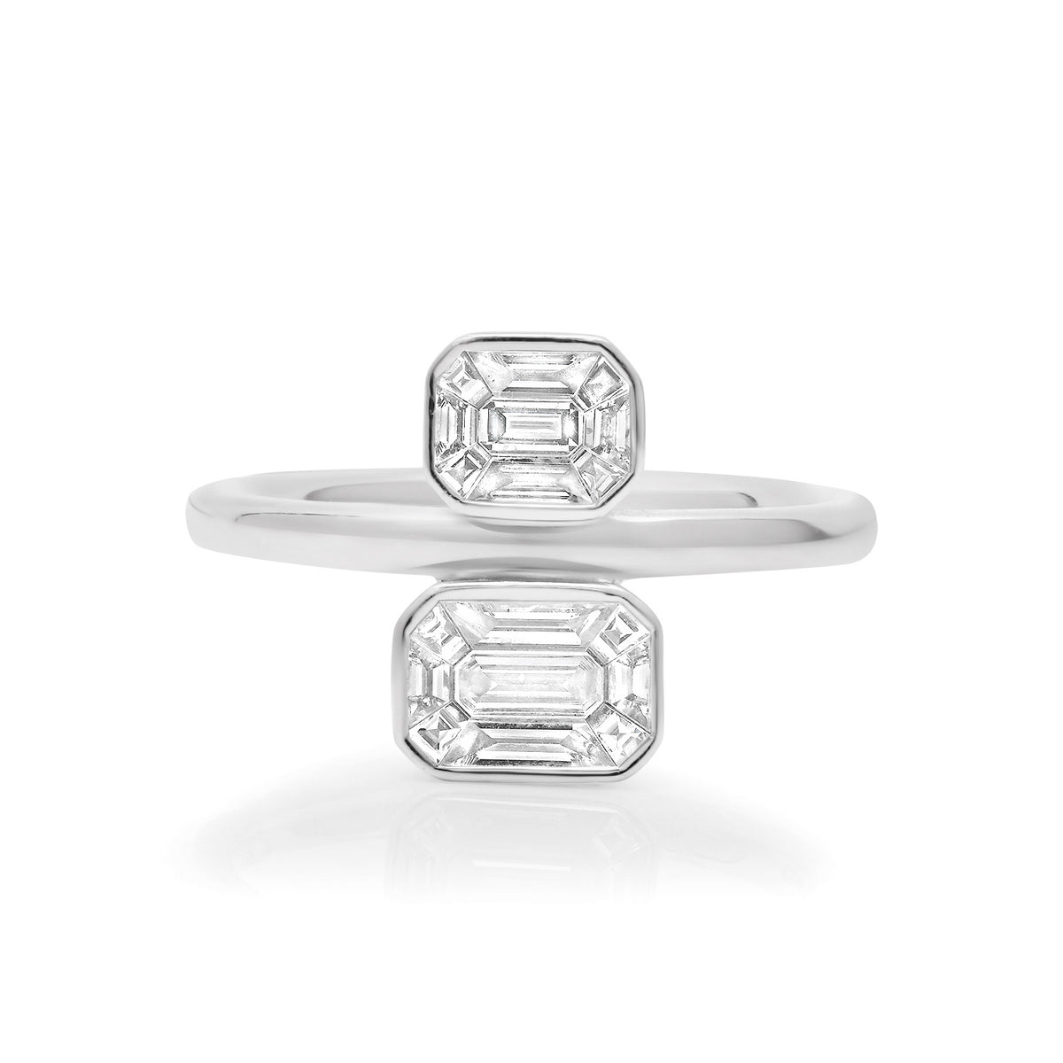 Vertical Two Stone Diamond Illusion Ring