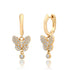 Diamond Butterfly Drop Huggie Hoop Earrings