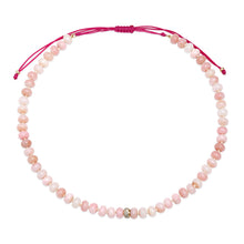 Pink Opal Adjustable Beaded Necklace with Diamond Bead