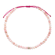 Pink Opal Adjustable Beaded Necklace with Diamond Bead - royal blue