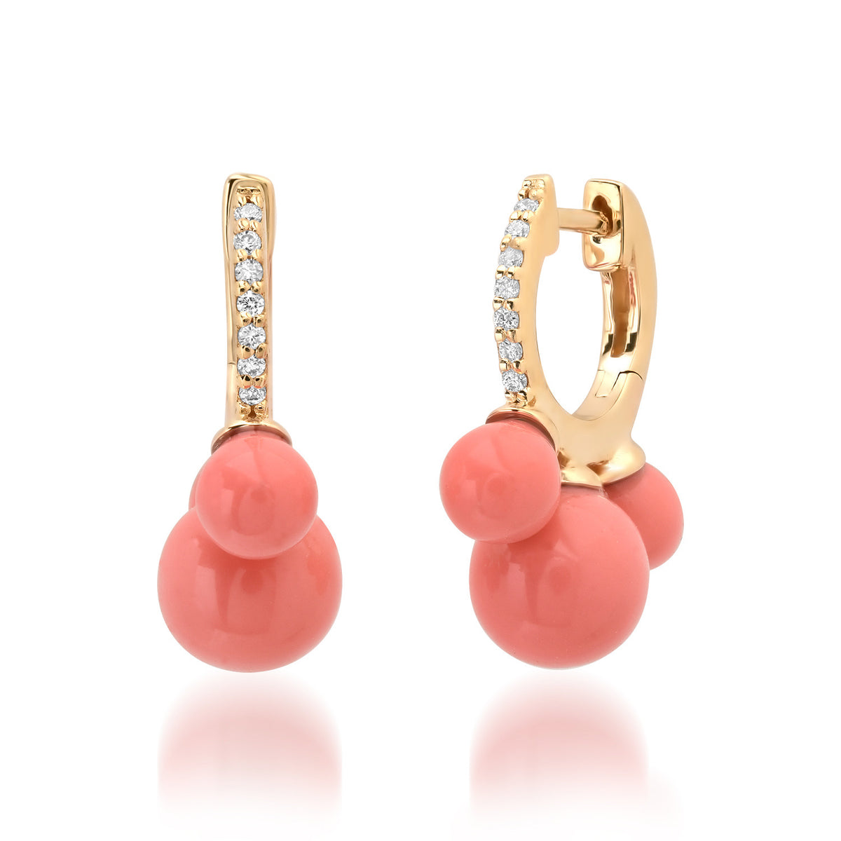 Trio Gemstone & Pave Diamond Huggie Hoop Earrings