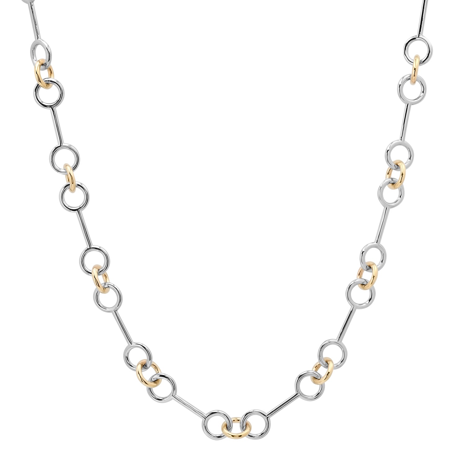 Two Tone Silver & Gold Bone Link Necklace
