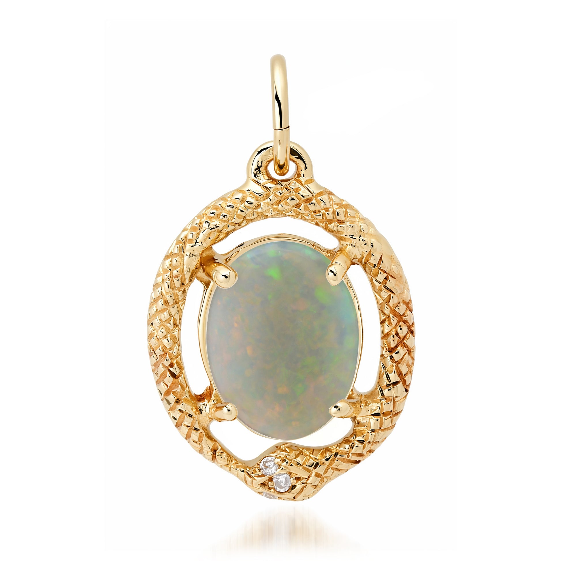 Tourmaline or Opal Snake Ouroboros Charm