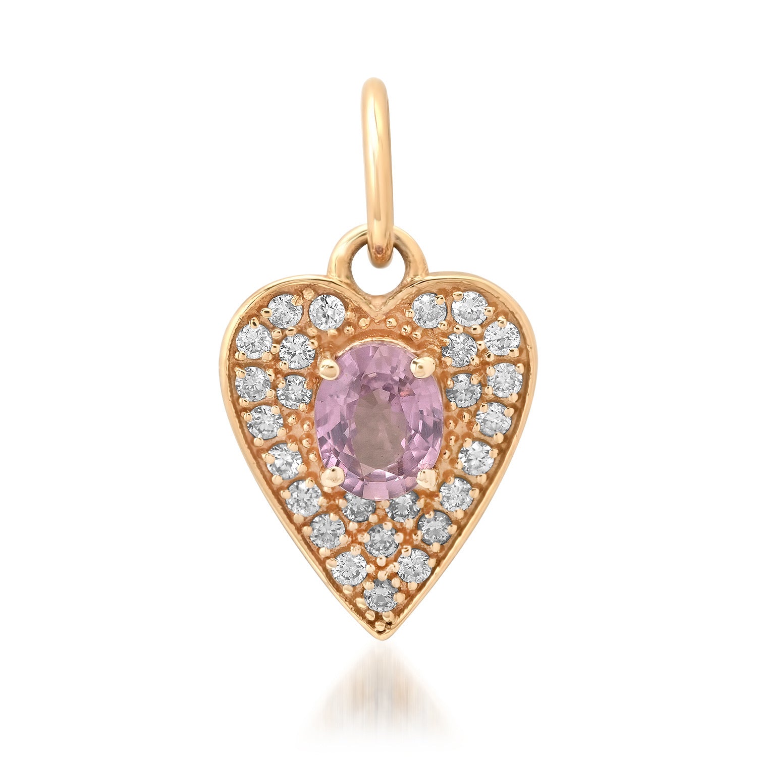 Petite Sapphire & Diamond Pave Heart Charm