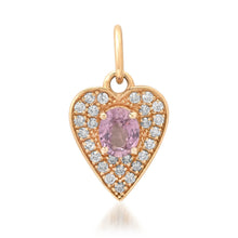 Petite Sapphire & Diamond Pave Heart Charm