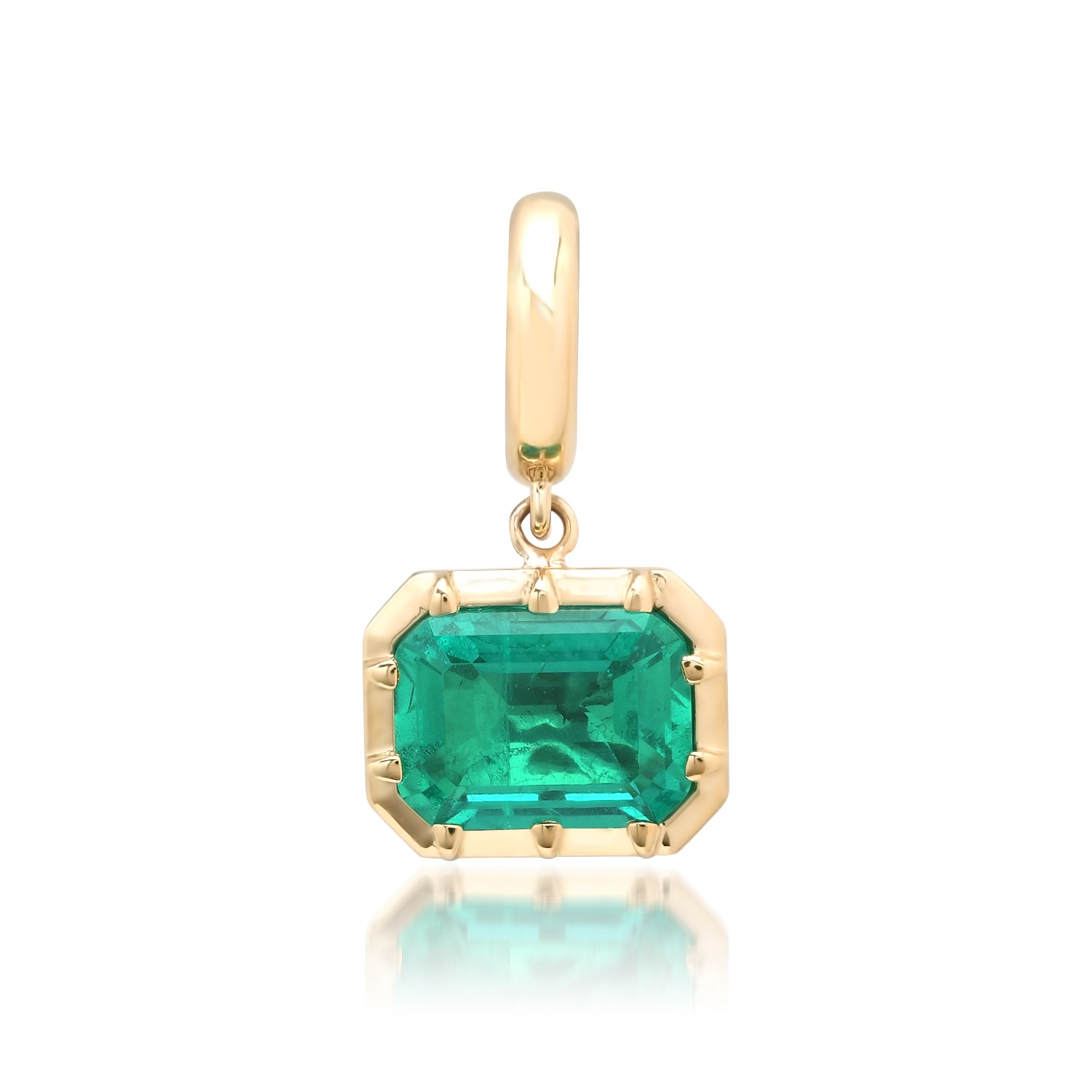 Lab Grown Emerald Cut Emerald Georgian Set Charm