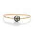 Thick Gold Filled Tahitian Pearl Pounded Wire Bangle Bracelet