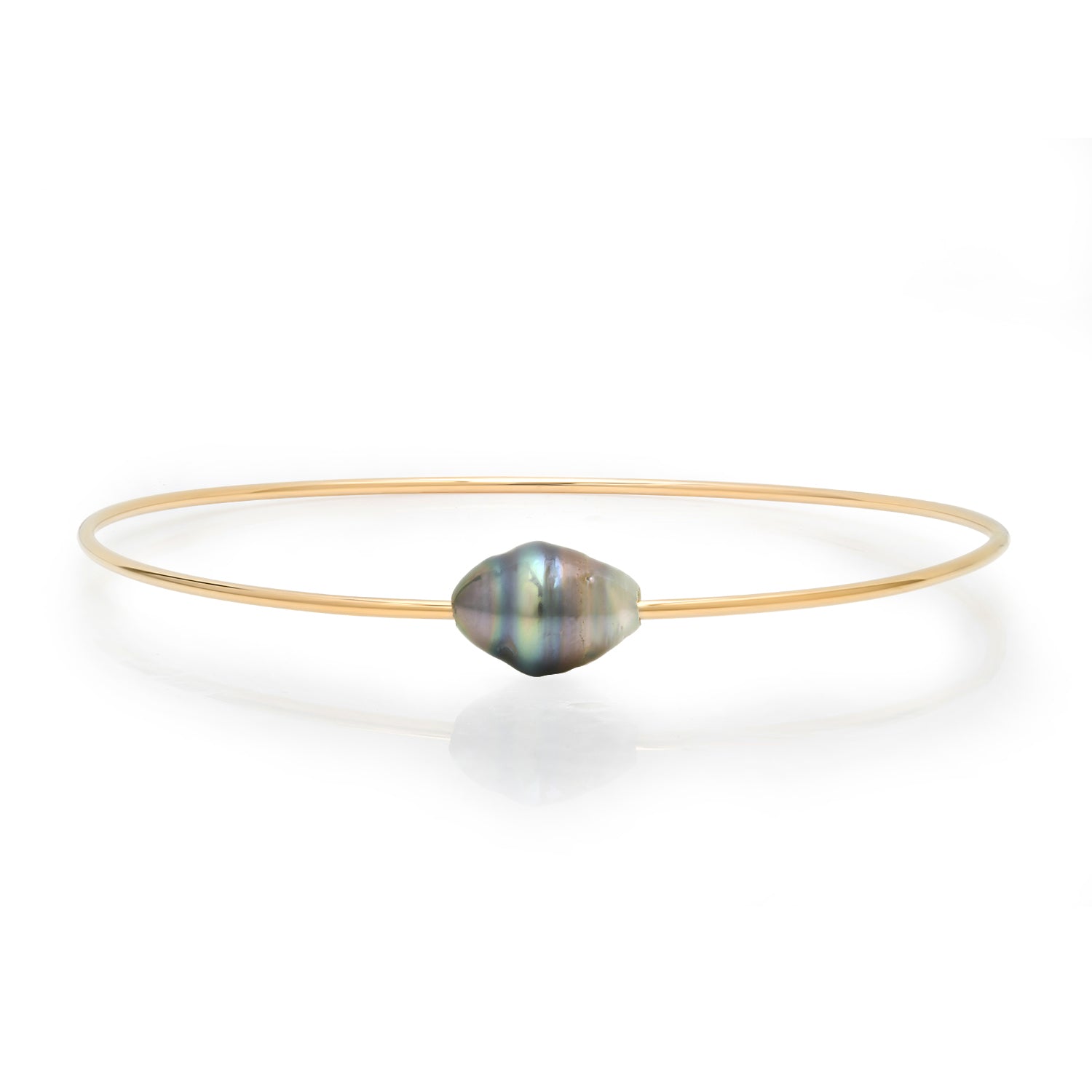 Thin Gold Filled Tahitian Pearl Wire Bangle Bracelet