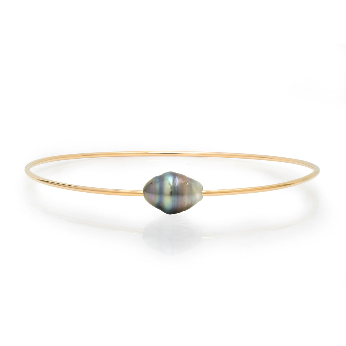 Thin Gold Filled Tahitian Pearl Wire Bangle Bracelet