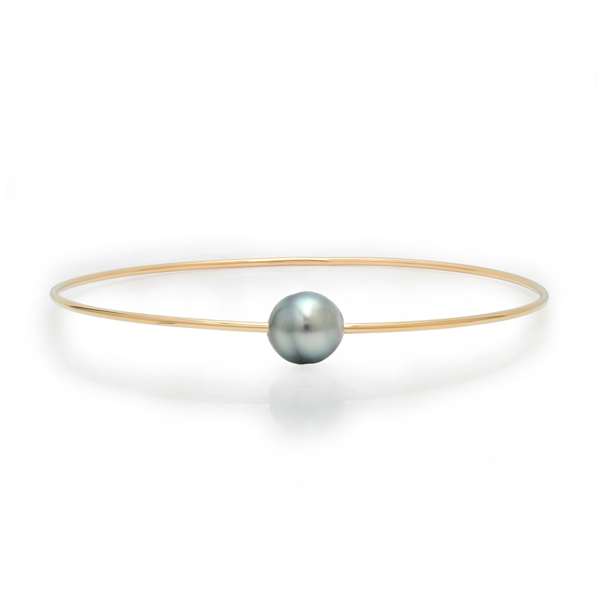 Thin Gold Filled Tahitian Pearl Wire Bangle Bracelet