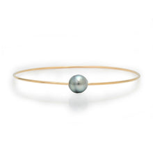 Thin Gold Filled Tahitian Pearl Wire Bangle Bracelet