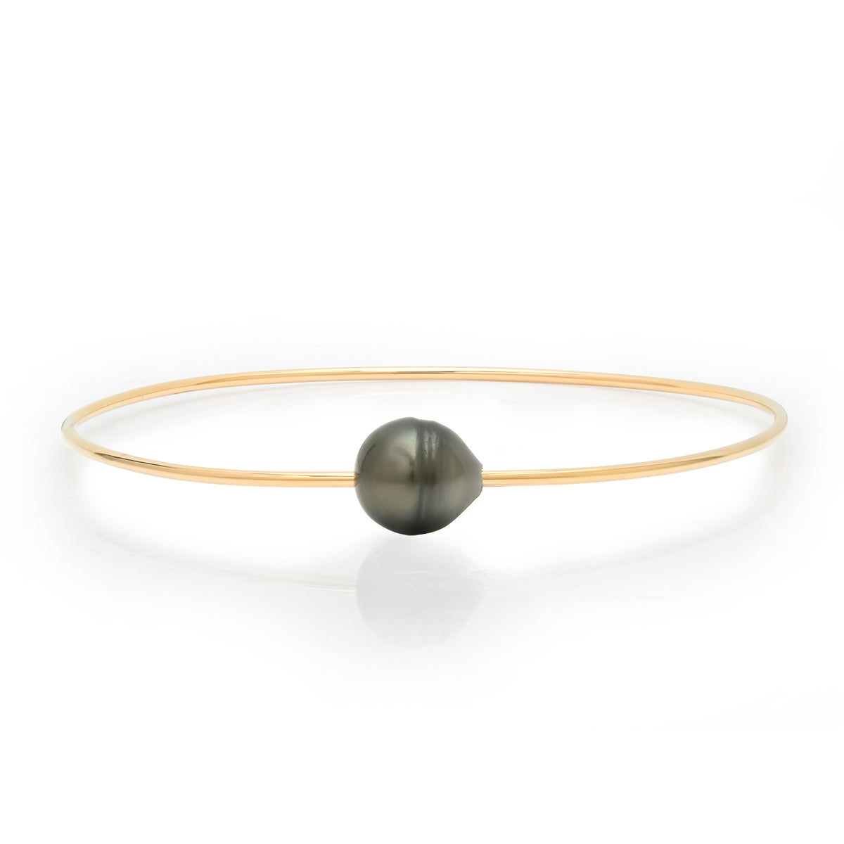 Thin Gold Filled Tahitian Pearl Wire Bangle Bracelet