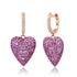Pave Pink Sapphire Heart Drop Huggie Hoop Earrings