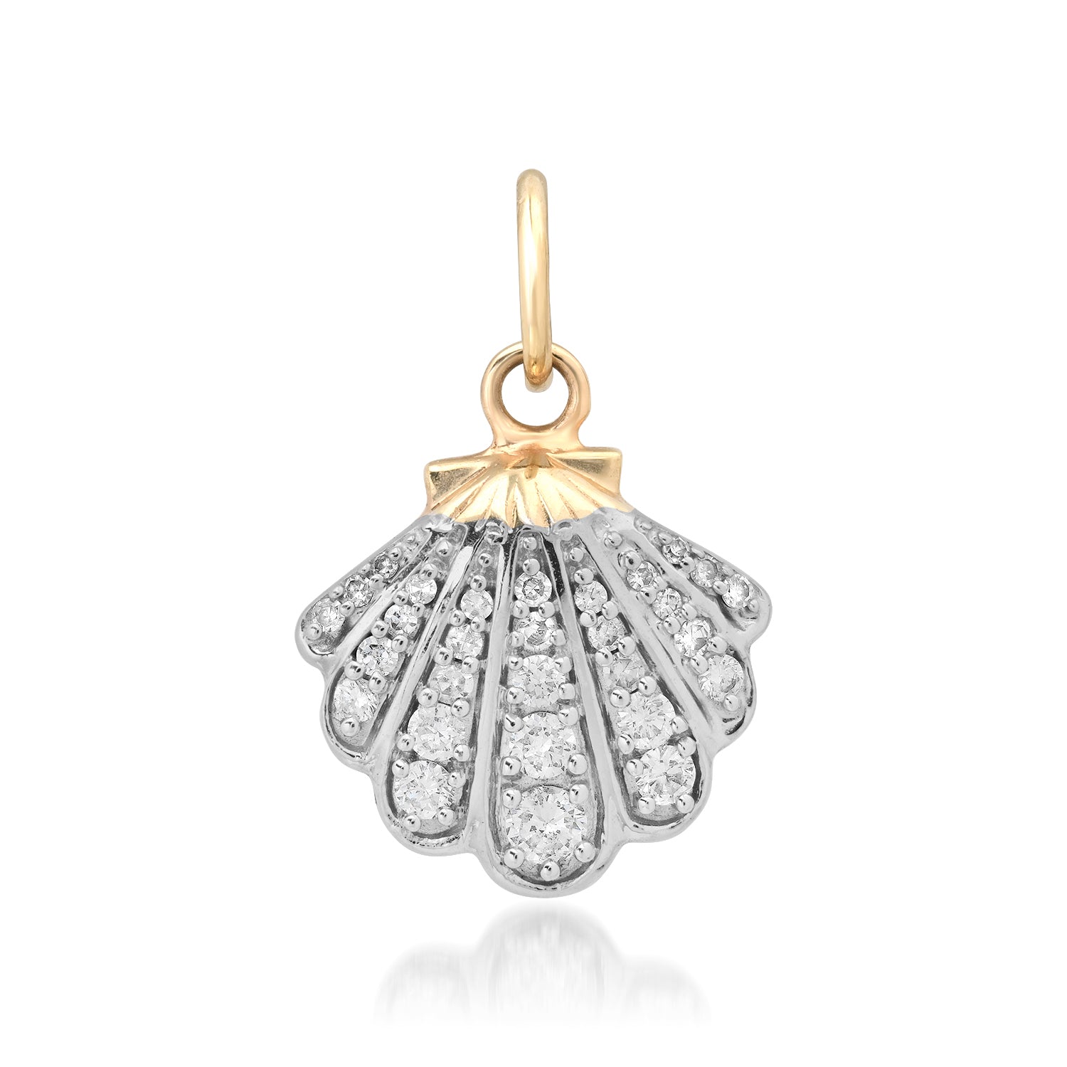 White Rhodium & Diamond Shell Charm