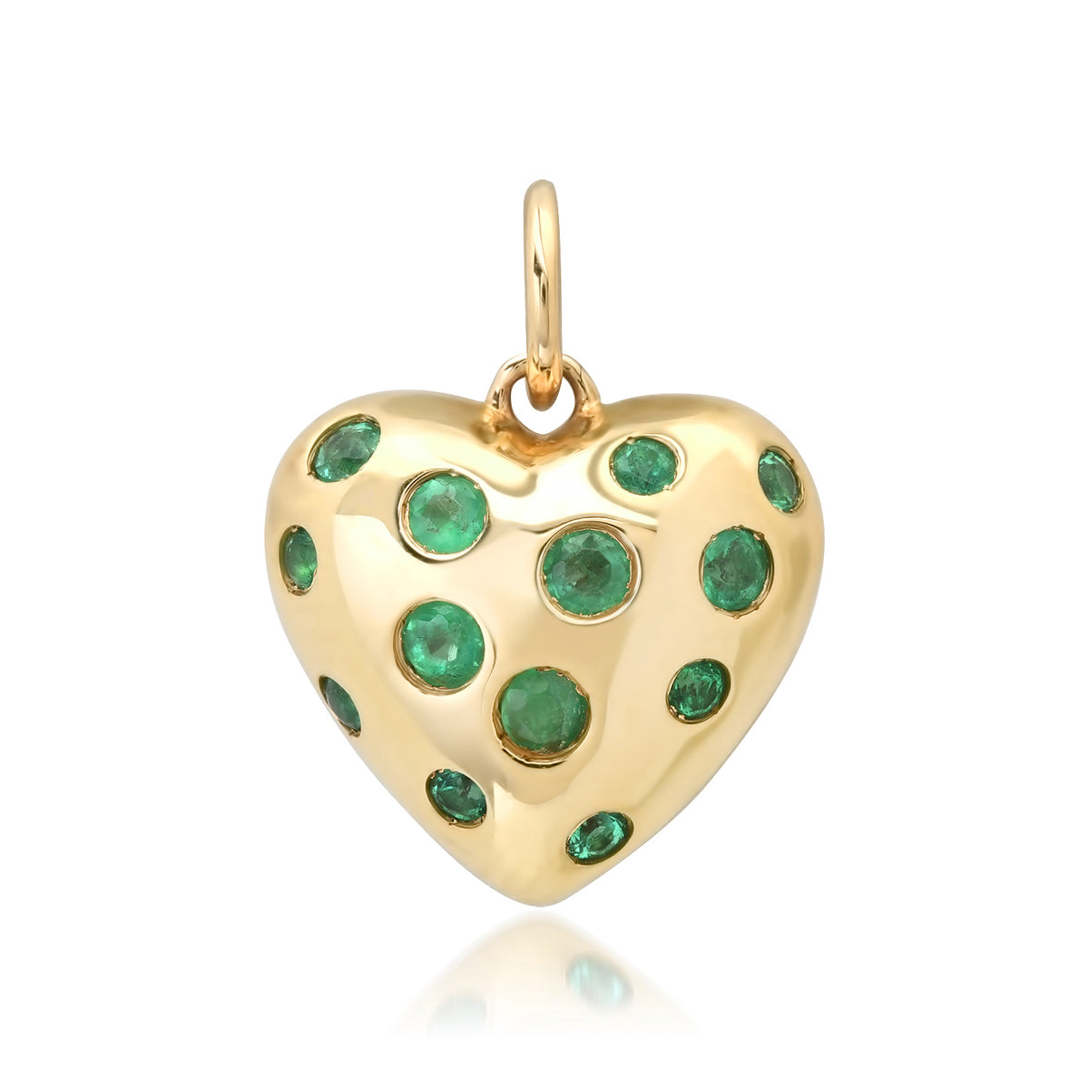Puffy Heart Charm Pendant with Scattered Sapphires