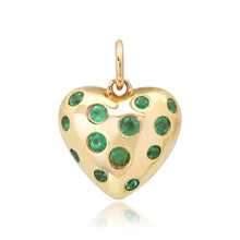 Puffy Heart Charm Pendant with Scattered Sapphires