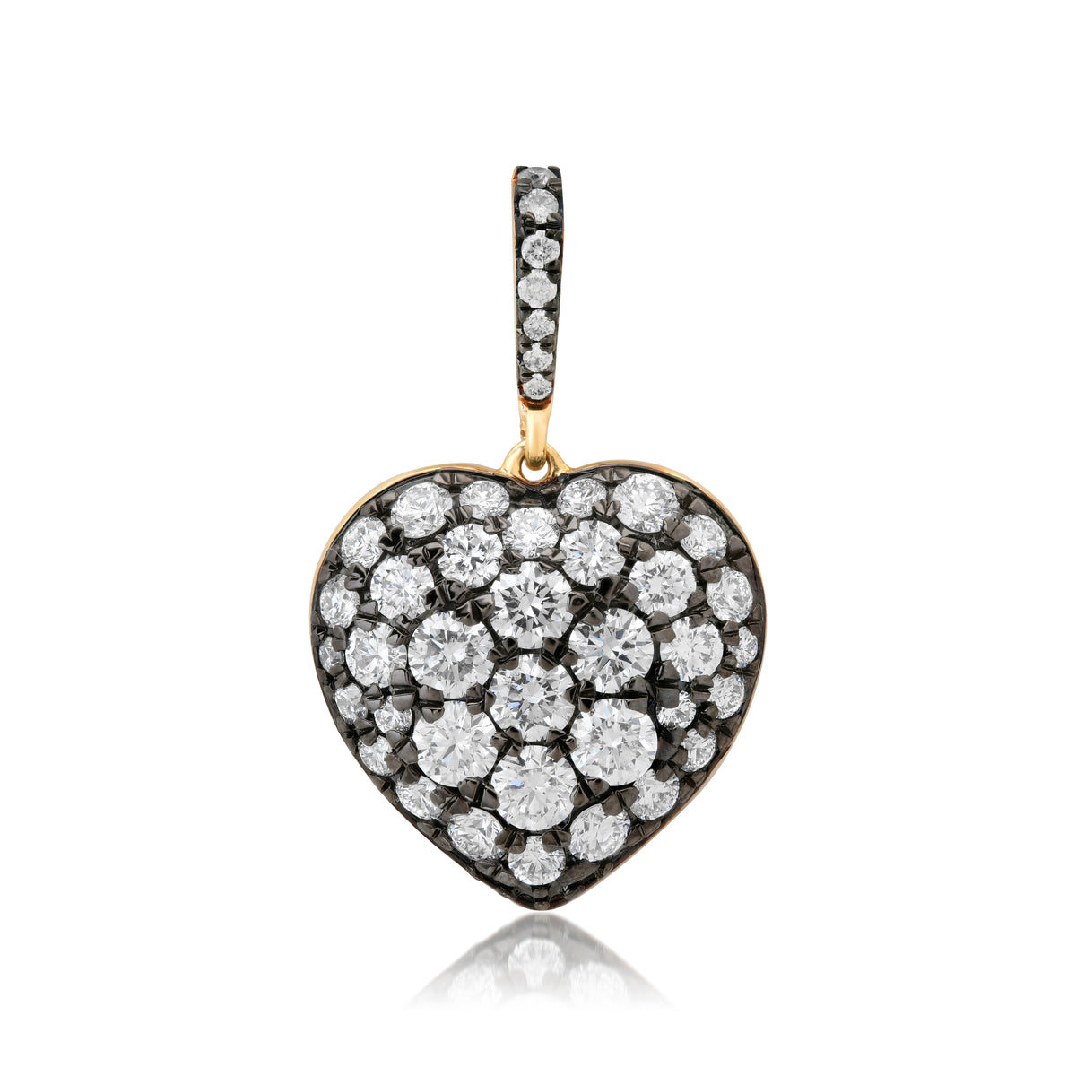 Black Rhodium Diamond Pave Heart Charm