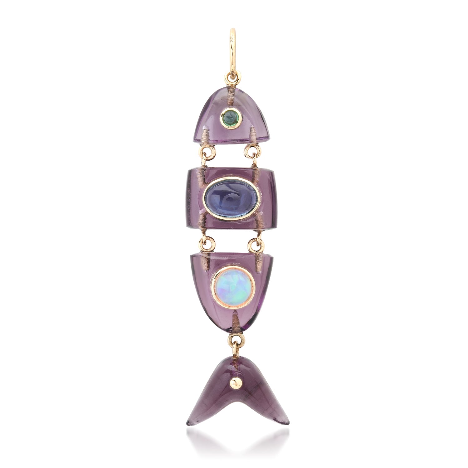 Segmented Gemstone Inlay Fish Charms