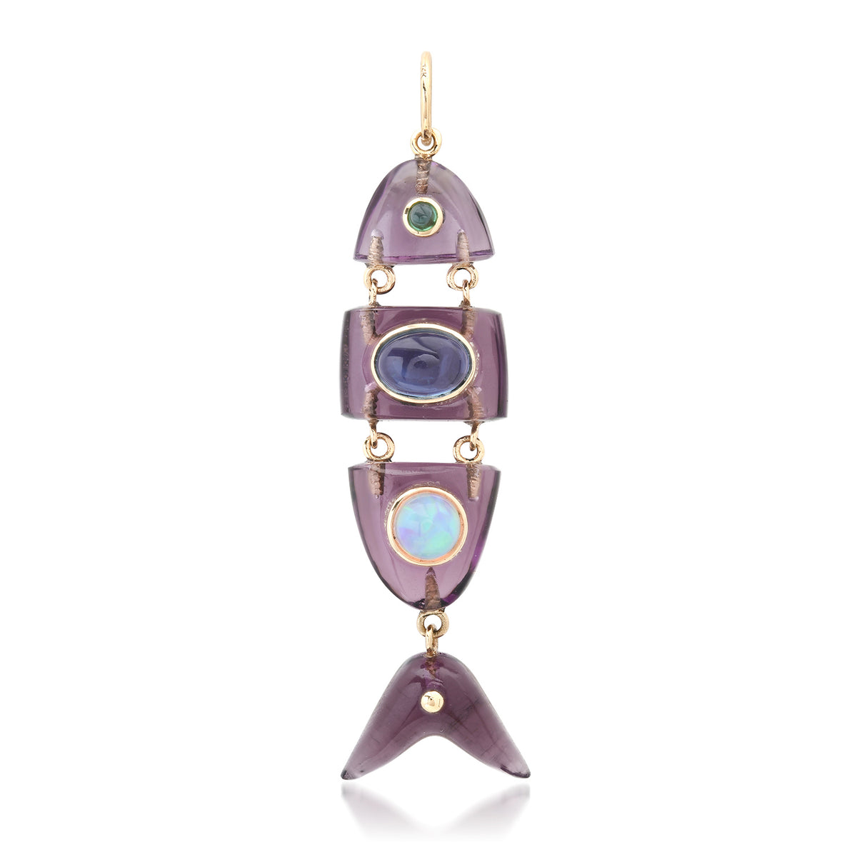 Segmented Gemstone Inlay Fish Charms