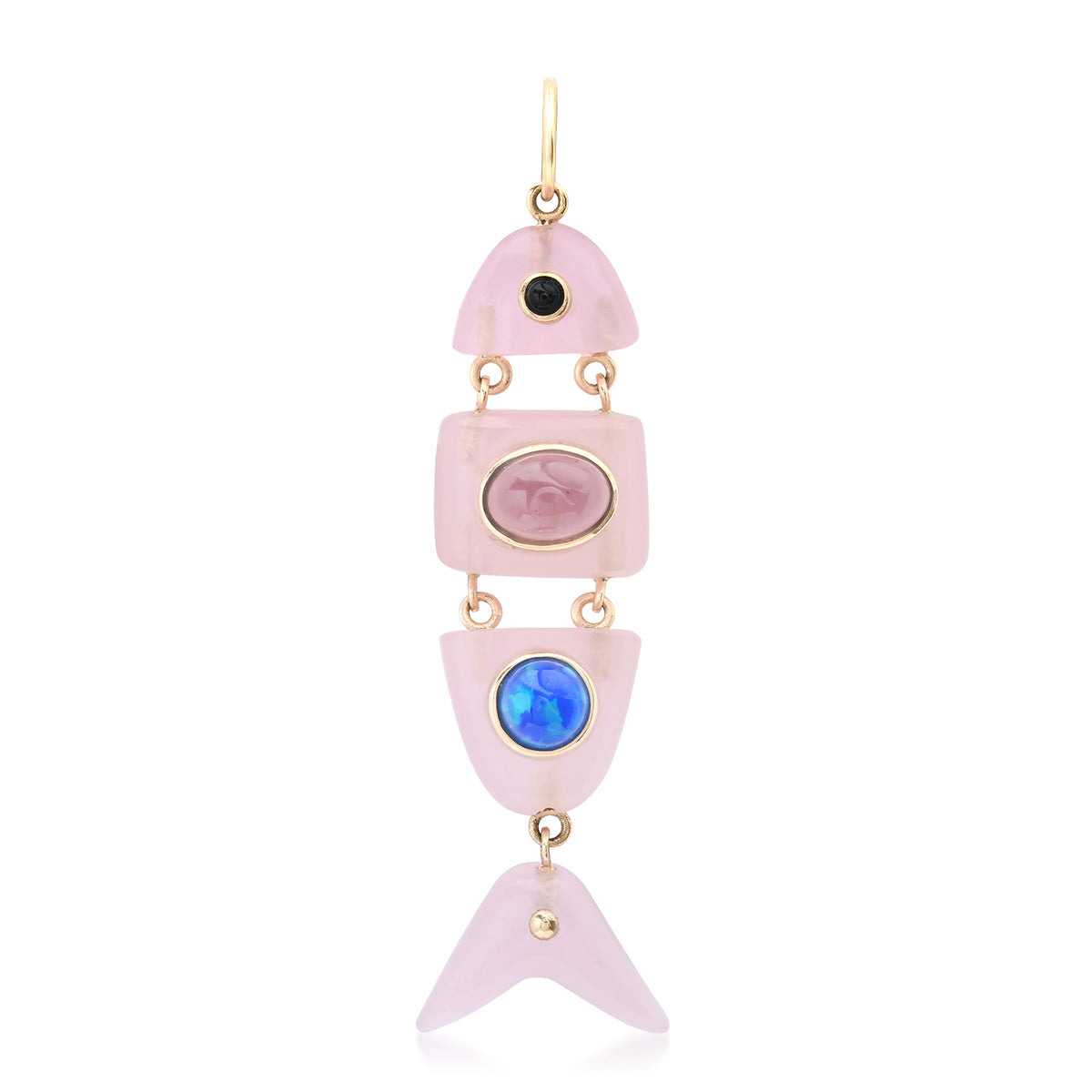Segmented Gemstone Inlay Fish Charms
