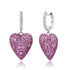 Pave Pink Sapphire Heart Drop Huggie Hoop Earrings