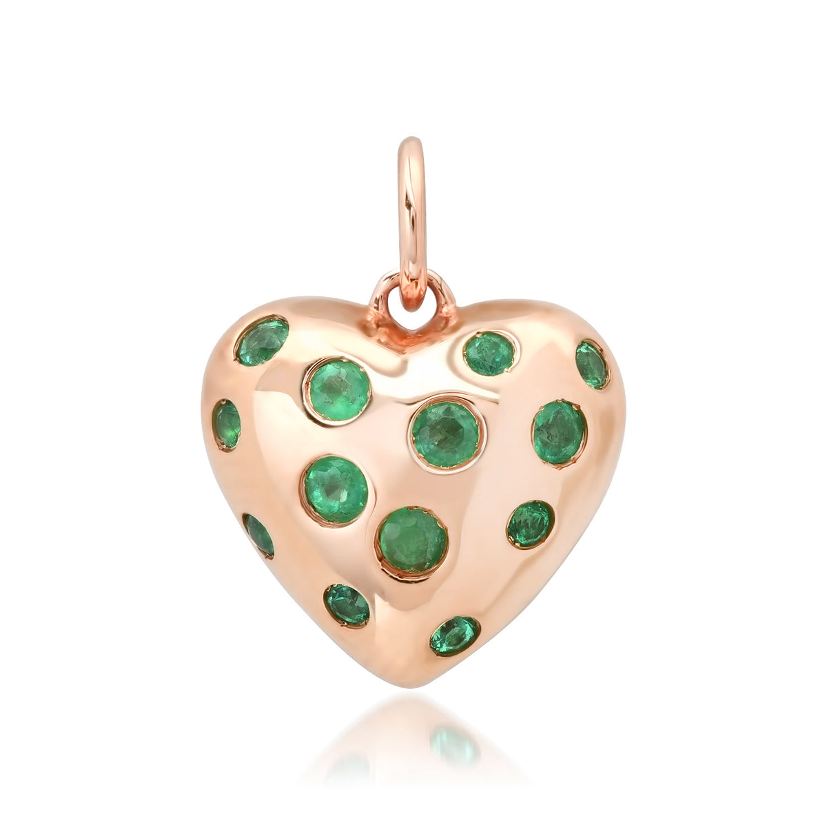 Puffy Heart Charm Pendant with Scattered Sapphires