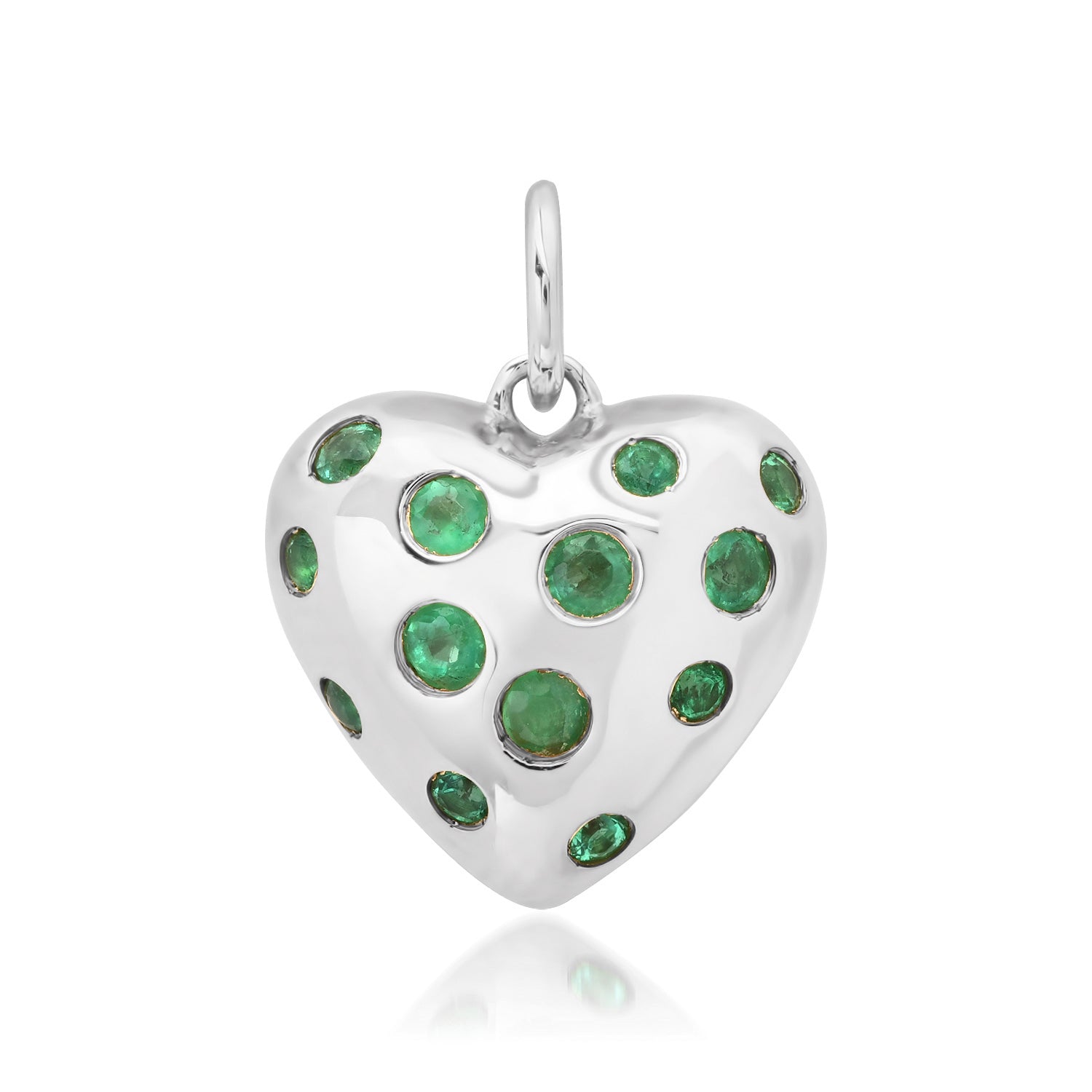 Puffy Heart Charm Pendant with Scattered Sapphires