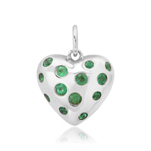 Puffy Heart Charm Pendant with Scattered Sapphires