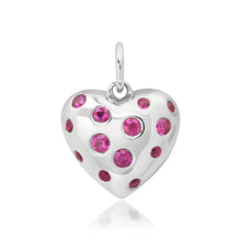 Puffy Heart Charm Pendant with Scattered Sapphires