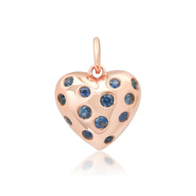Puffy Heart Charm Pendant with Scattered Sapphires