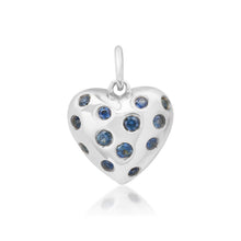 Puffy Heart Charm Pendant with Scattered Sapphires