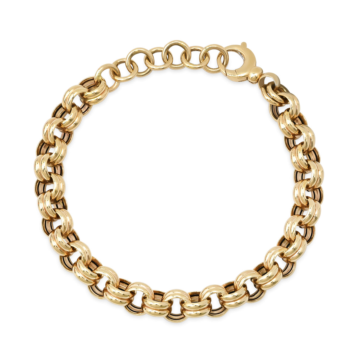 Double Row Gold Rolo Chain Bracelet