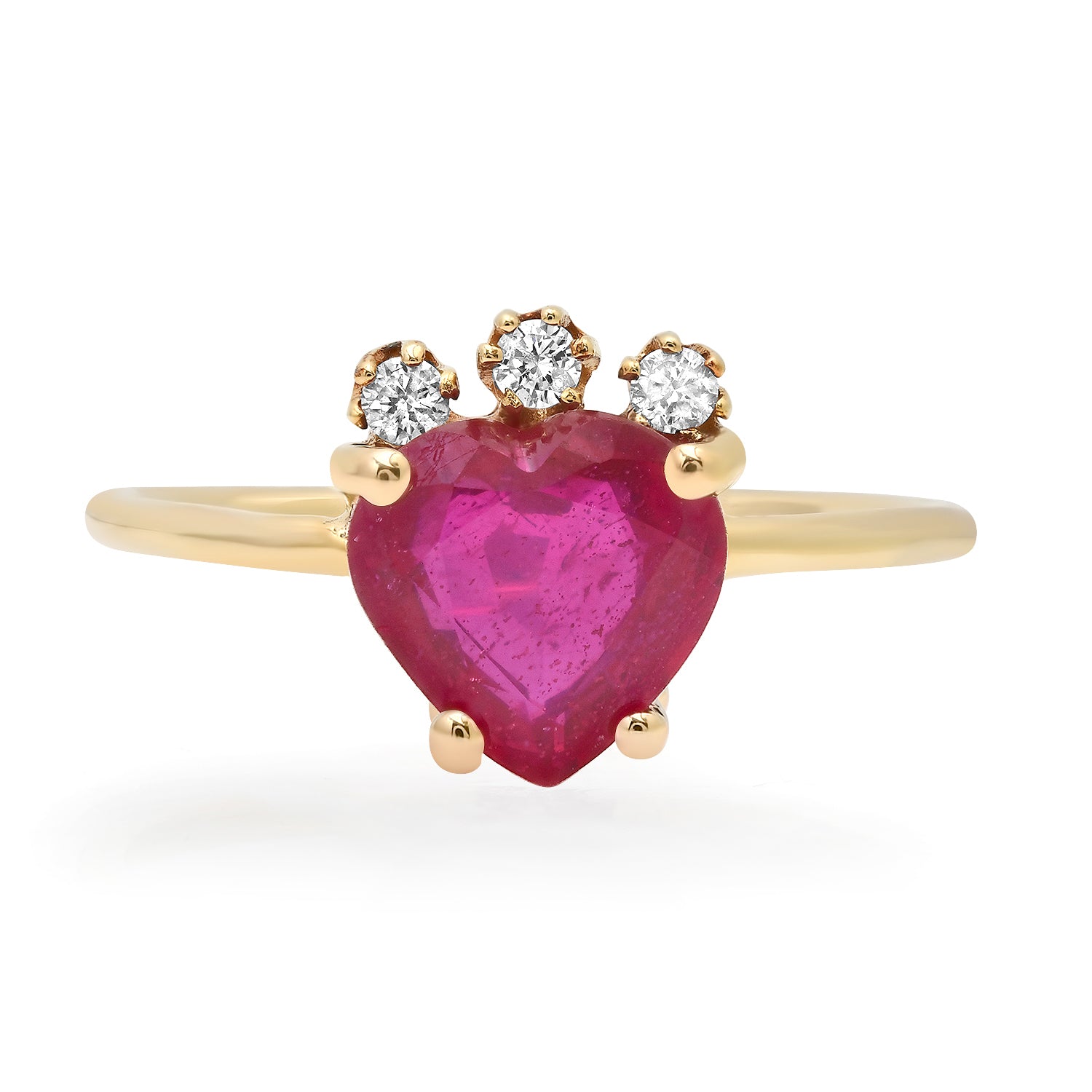 One of a Kind Glass Filled Ruby Ring with Diamond Crown