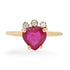 One of a Kind Glass Filled Ruby Ring with Diamond Crown