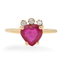 One of a Kind Glass Filled Ruby Ring with Diamond Crown