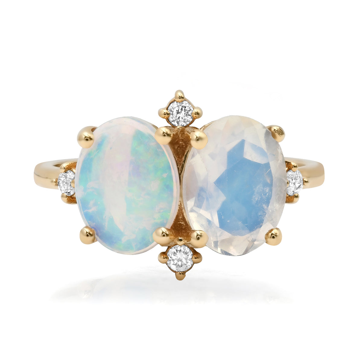 Twin Stars Moonstone & Opal Ring