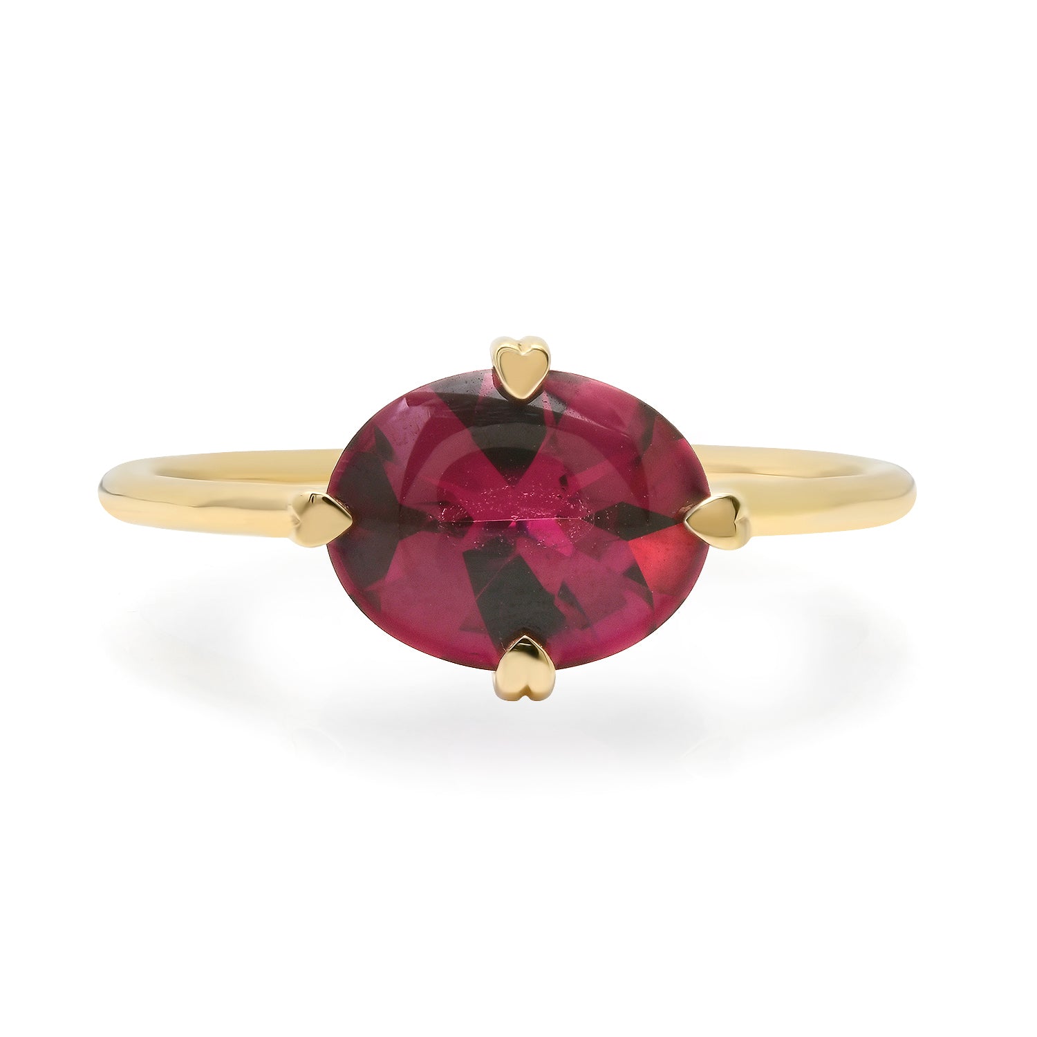 One of a Kind Garnet Heart Prong Ring
