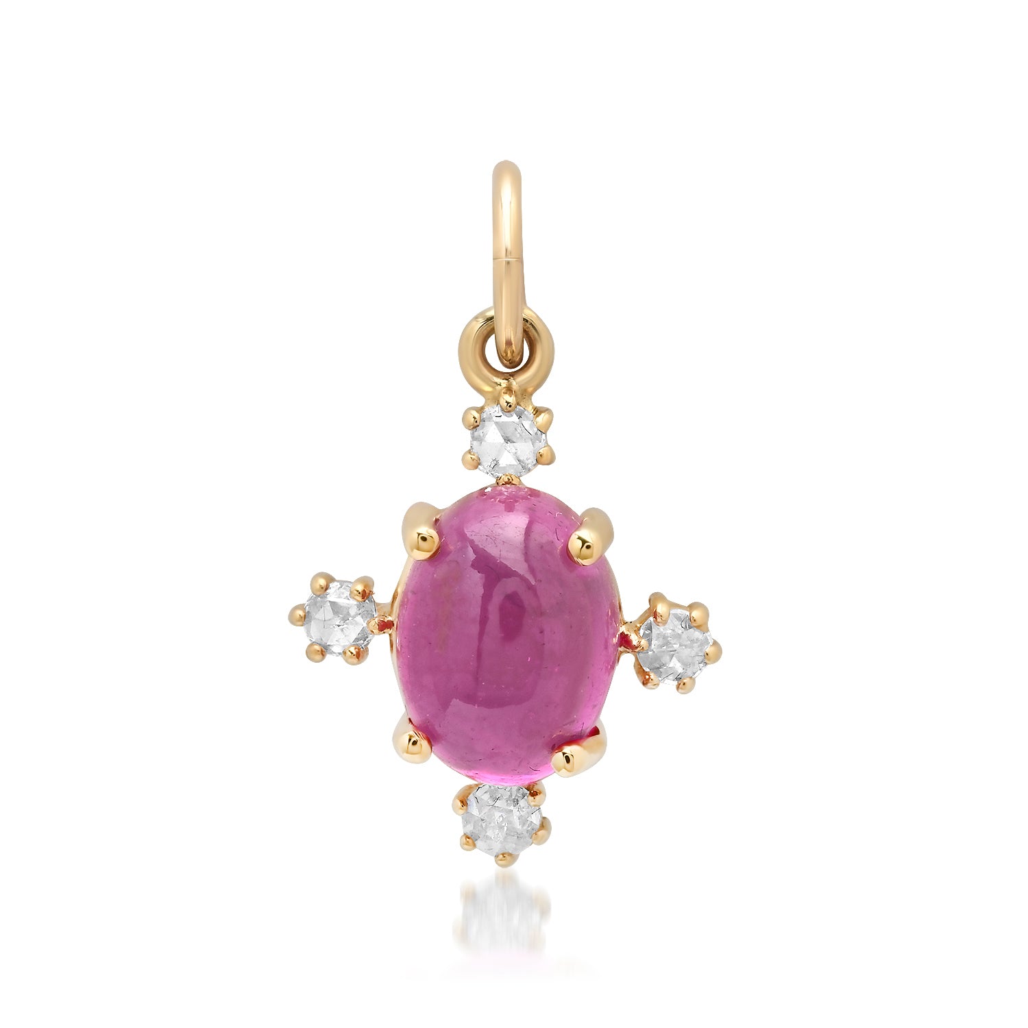 Tourmaline or Glass Filled Ruby Compass Charm with Diamond Accent