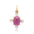 Tourmaline or Glass Filled Ruby Compass Charm with Diamond Accent