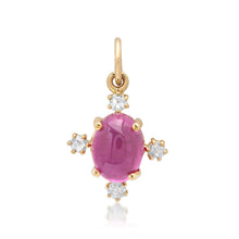 Tourmaline or Glass Filled Ruby Compass Charm with Diamond Accent