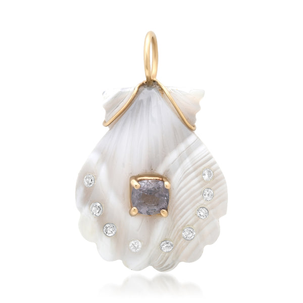Laguna Agate Shell with Spinel & Diamonds
