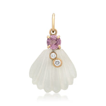 Small Moonstone Shell with Diamond Duplicates & Pink Spinel