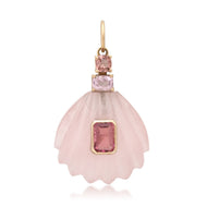 Large Rose Quartz Shell with Pink Spinel & Tourmaline