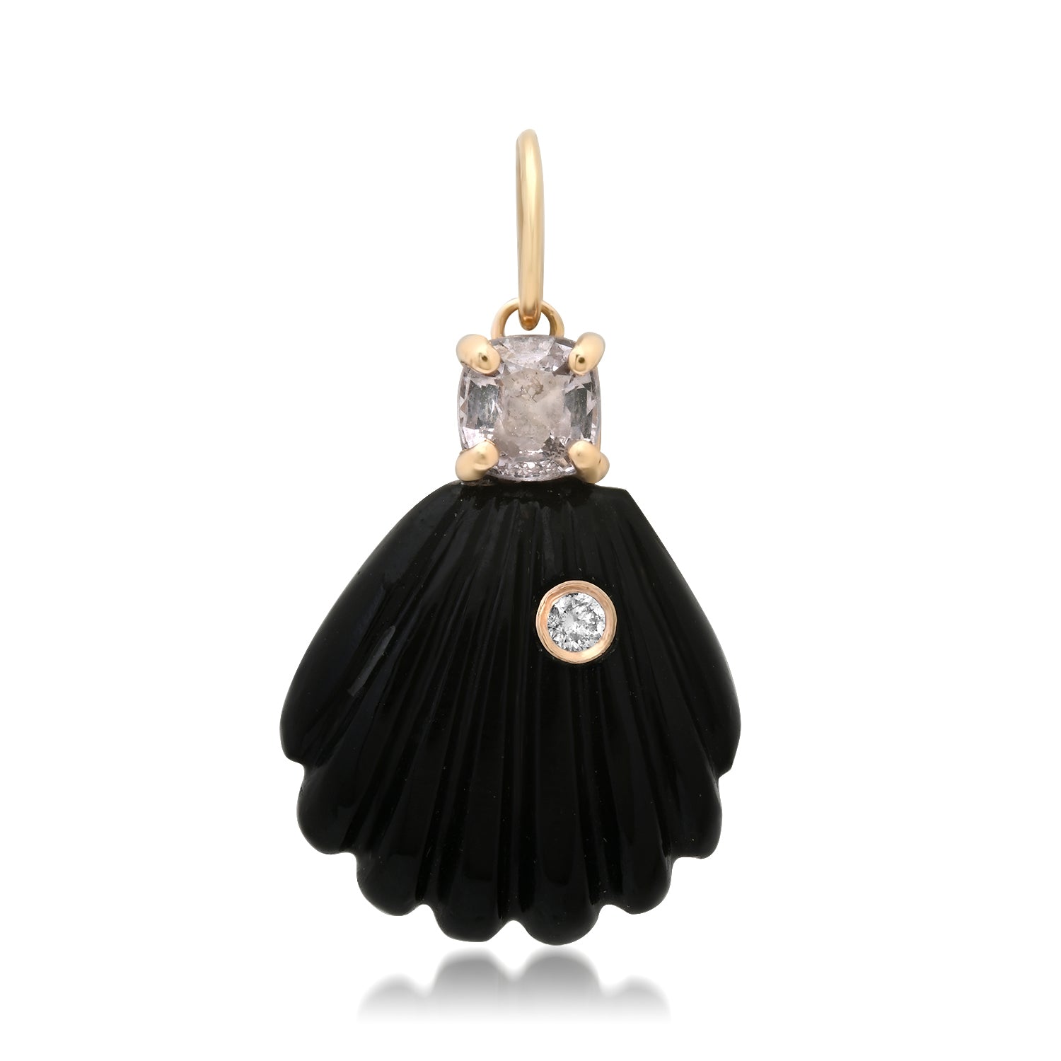 Small Black Onyx Shell with Diamond & Spinel