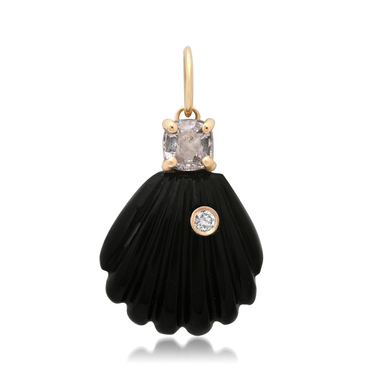 Small Black Onyx Shell with Diamond & Spinel