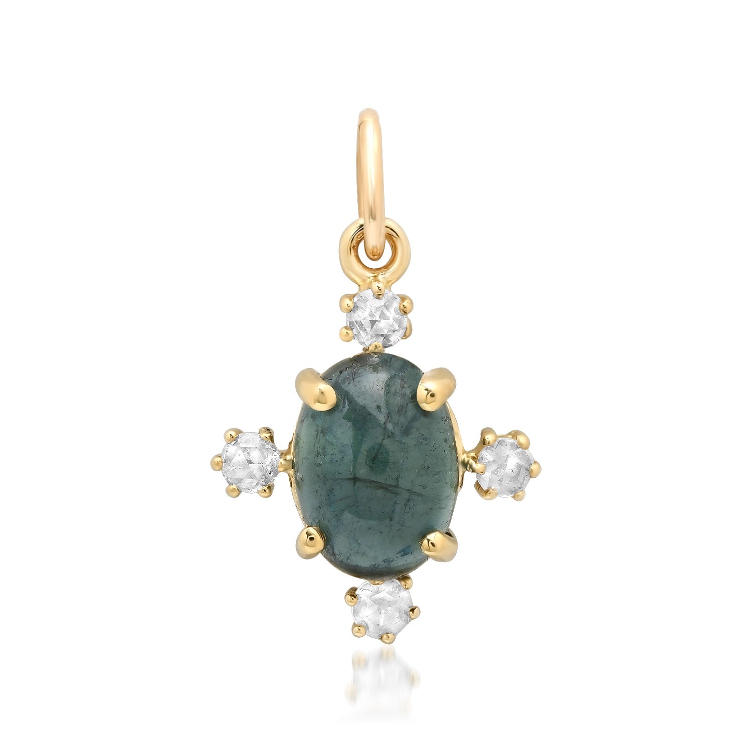 Tourmaline or Glass Filled Ruby Compass Charm with Diamond Accent