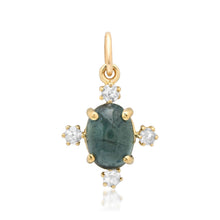 Tourmaline or Glass Filled Ruby Compass Charm with Diamond Accent